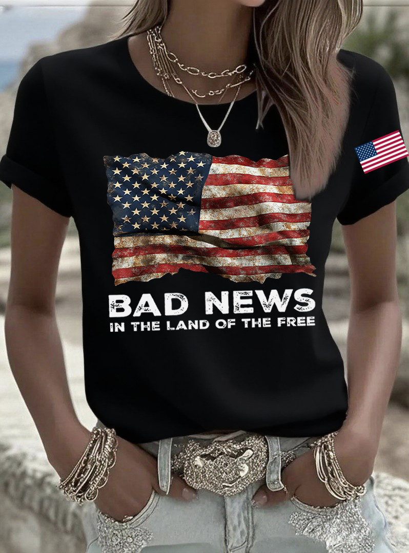 Zach Bryan Merch T-Shirt Bad News In The Land Of The Free Country Music Merch Gifts For Women
