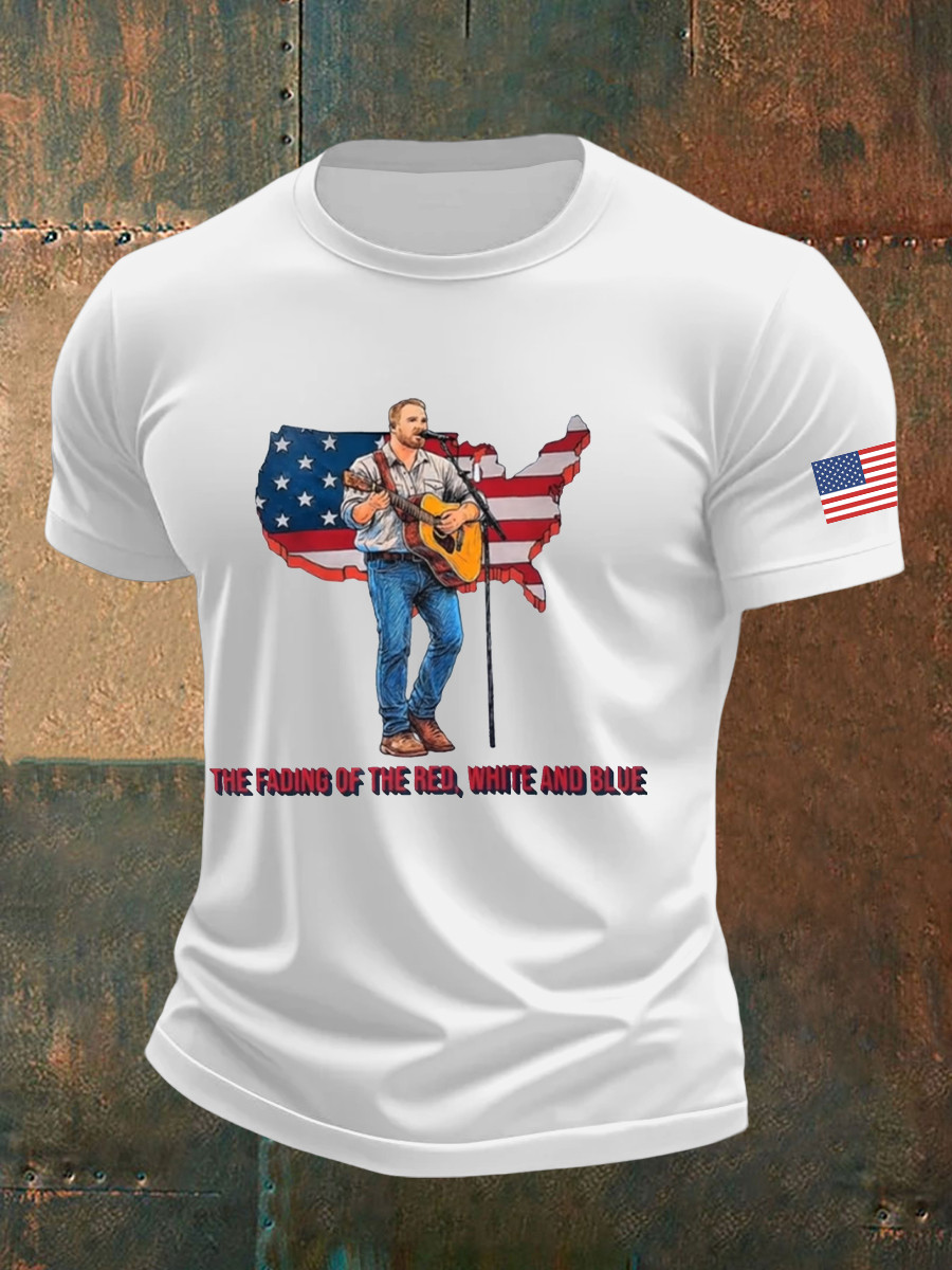 Zach Bryan Merch T-Shirt The Fading Of The Red White And Blue Country Music Merch Gifts