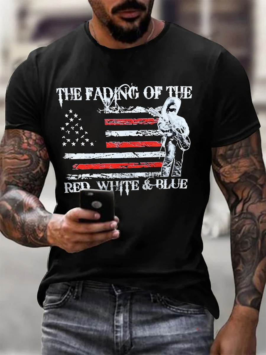 Zach Bryan Merch T-Shirt The Fading Of The Red White And Blue Music Clothes Gift For Fans