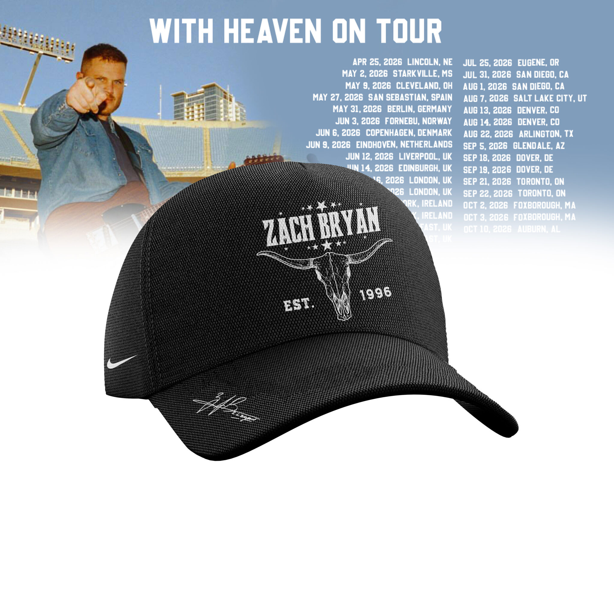 Zach Bryan Merch With Heaven On Tour Hat Zach Bryan Tour 2026 Cap Cool Gift For Fans
