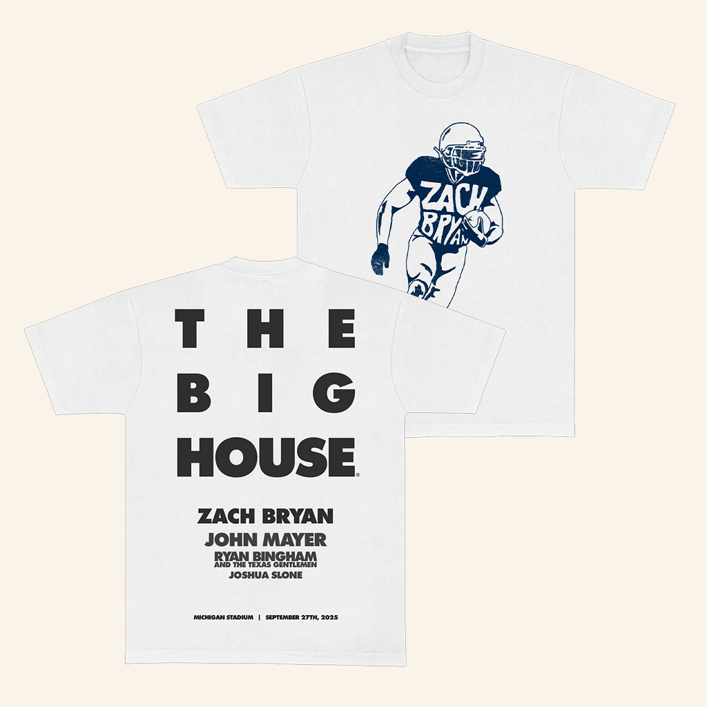 Zach Bryan Merch ZB The Big House White T-Shirt Best Gifts For Football Lovers