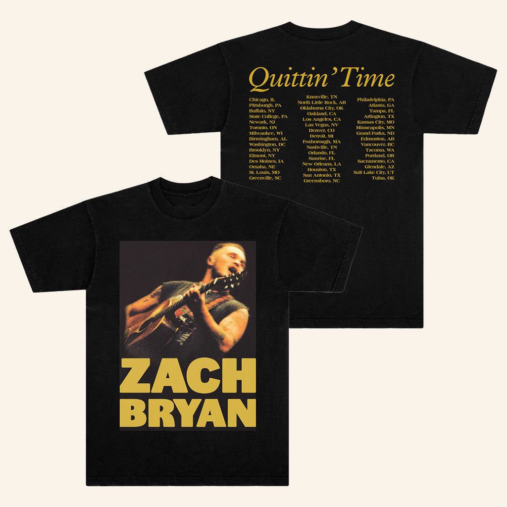 Zach Bryan Tour Merch 2025 ZB Guitar Washed Black T-Shirt Gift For Friends