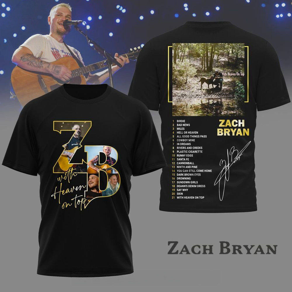 Zach Bryan With Heaven On Top T-Shirt Zach Bryan Merch Gifts For Music Lovers