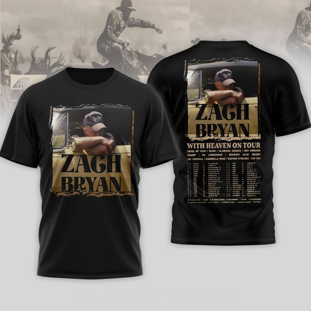 Zach Bryan With Heaven On Tour T-Shirt Zach Bryan Merch Gifts For Music Enthusiasts
