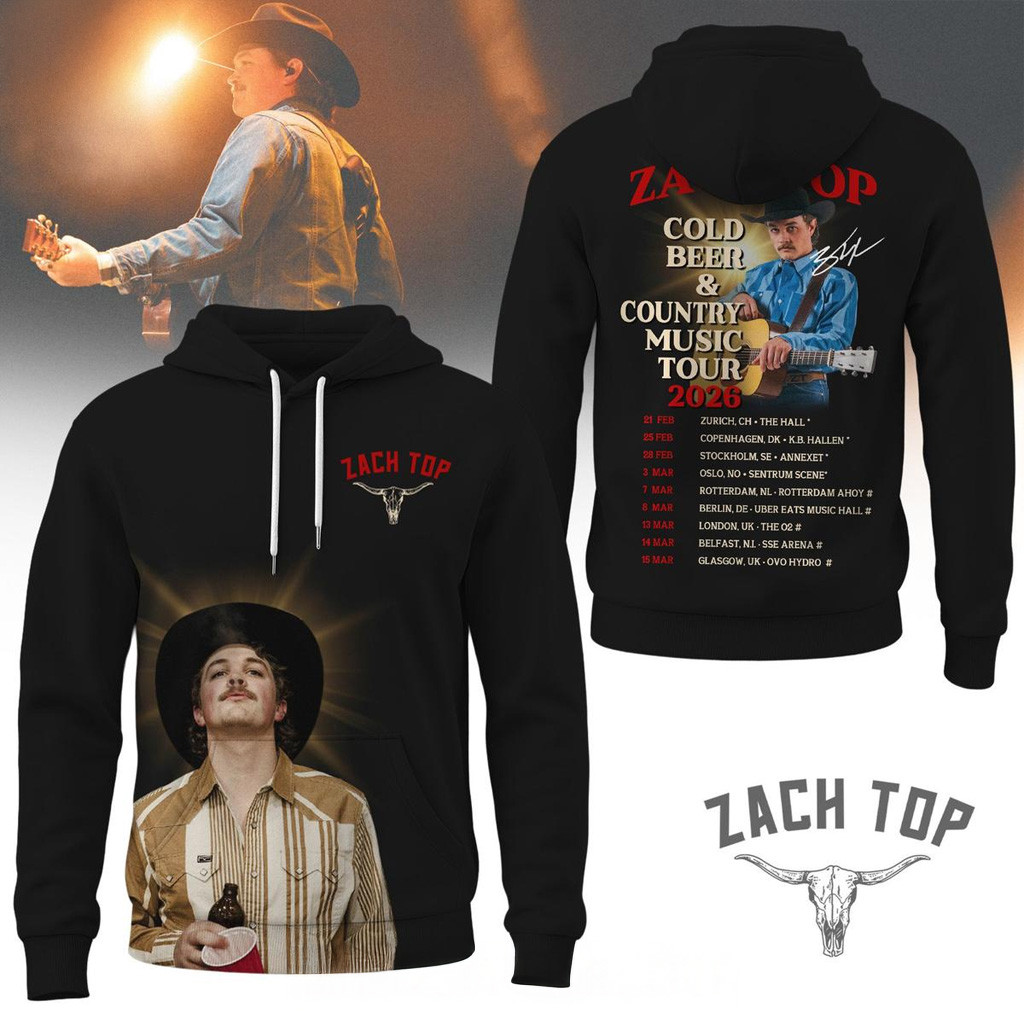 Zach Top Cold Beer And Country Music Tour 2026 Hoodie Zach Top Merch Gifts For Music Fans