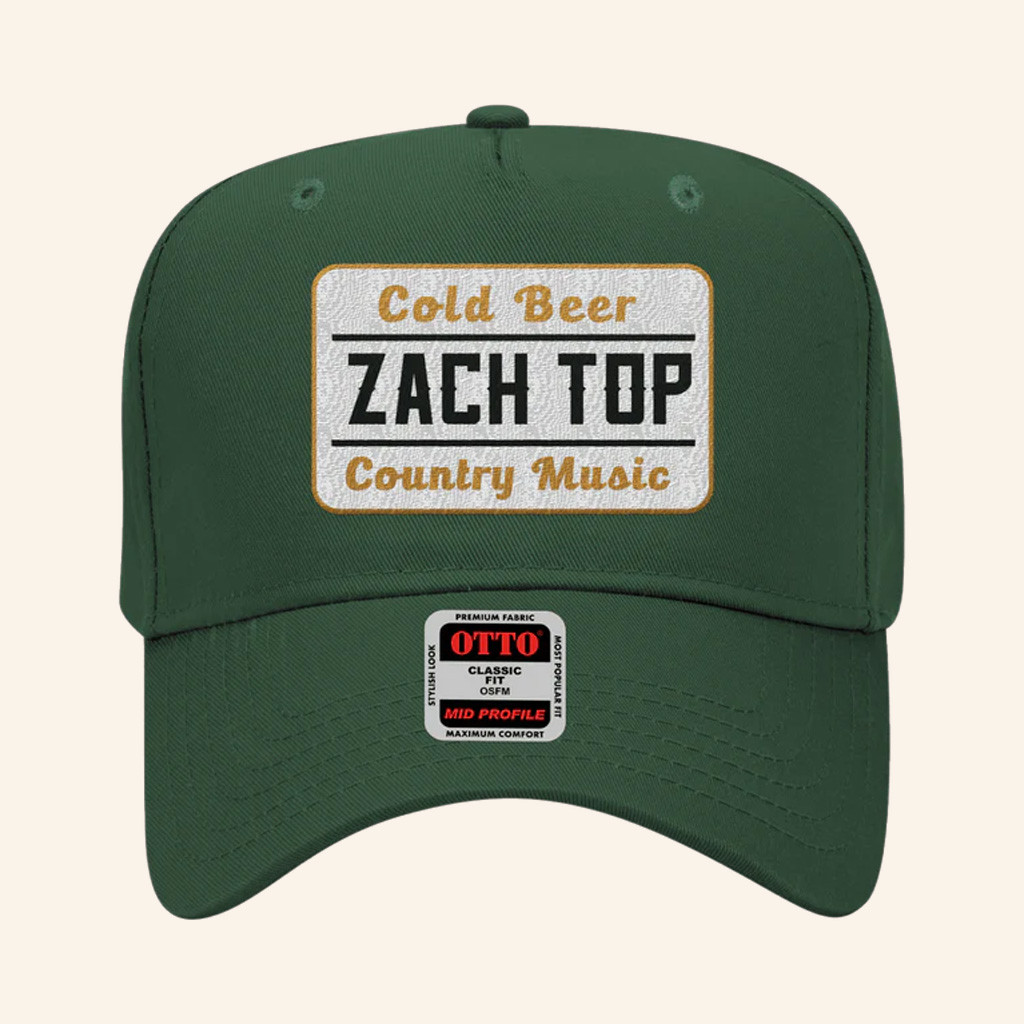 Zach Top Merch Cold Beer And Country Music Green Hat Embroidered Xmas Presents For Him Zach Top Merch Cold Beer And Country Music Green Hat Embroidered Xmas Presents For Him