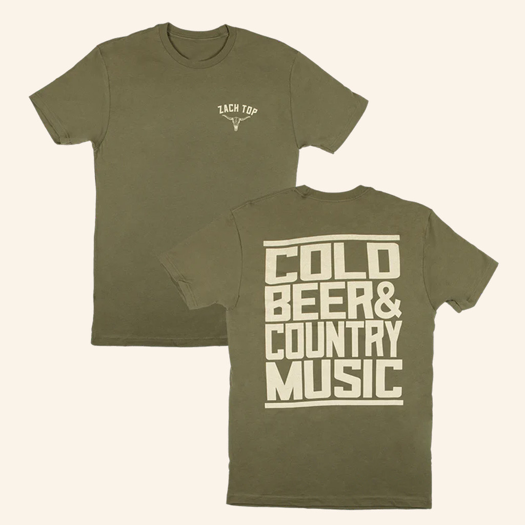 Zach Top Merch Green Cold Beer And Country Music T-Shirt Dad Christmas Gifts Zach Top Merch Green Cold Beer And Country Music T-Shirt Dad Christmas Gifts