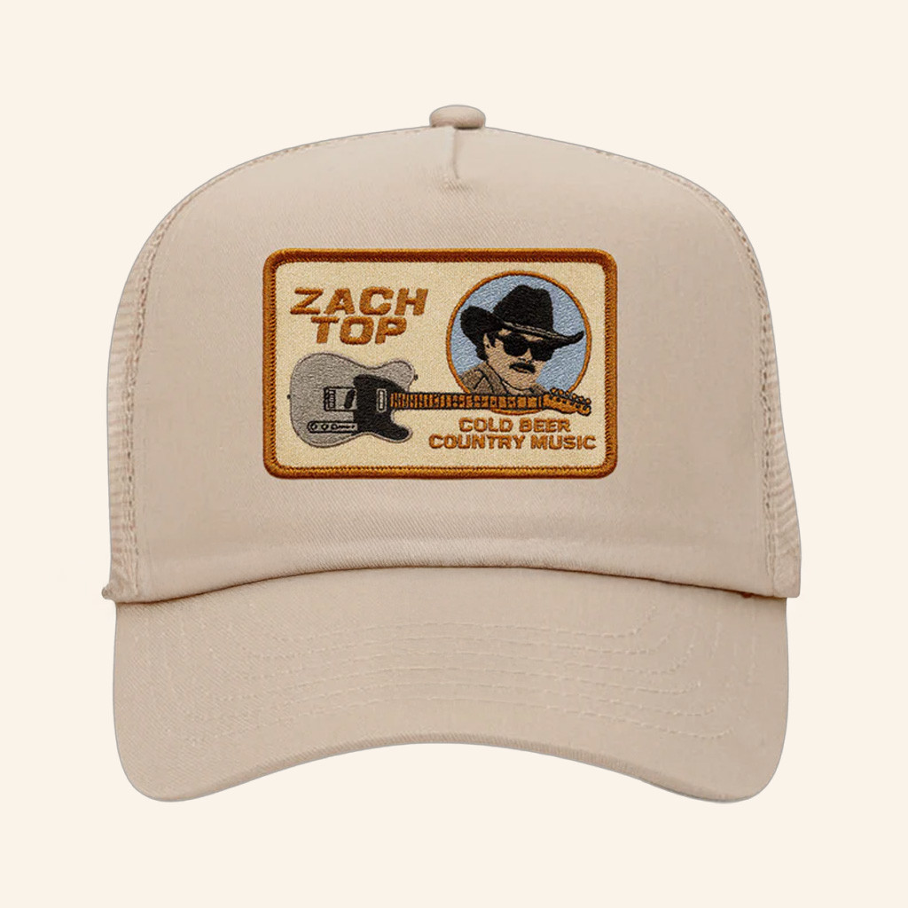 Zach Top Merch Guitar Embroidered Trucker Hat Zach Top Hat Xmas Gifts For Dad Zach Top Merch Guitar Embroidered Trucker Hat Zach Top Hat Xmas Gifts For Dad
