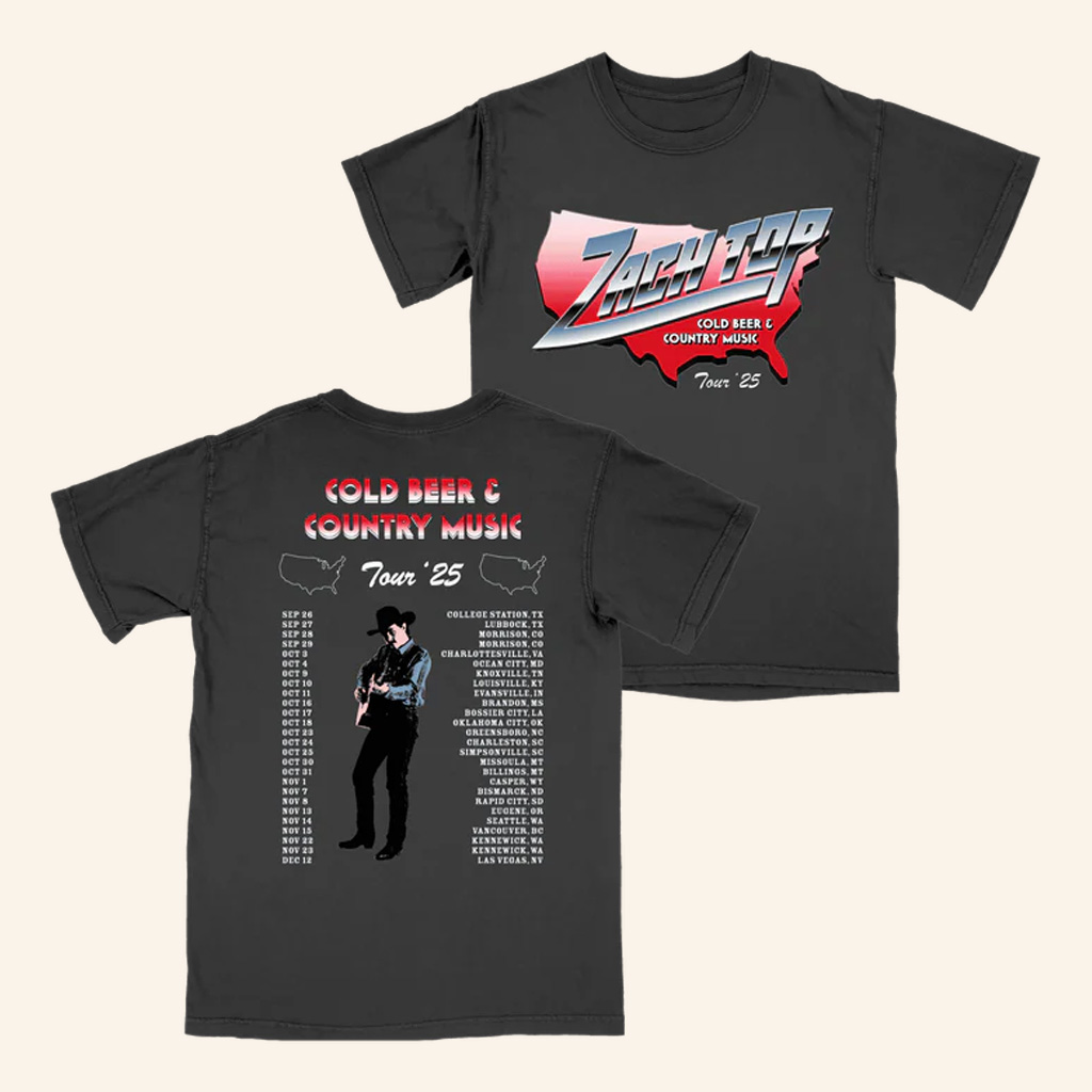 Zach Top Merch USA Tour 2025 T-Shirt Cold Beer And Country Music Shirt Xmas Gifts For Father
