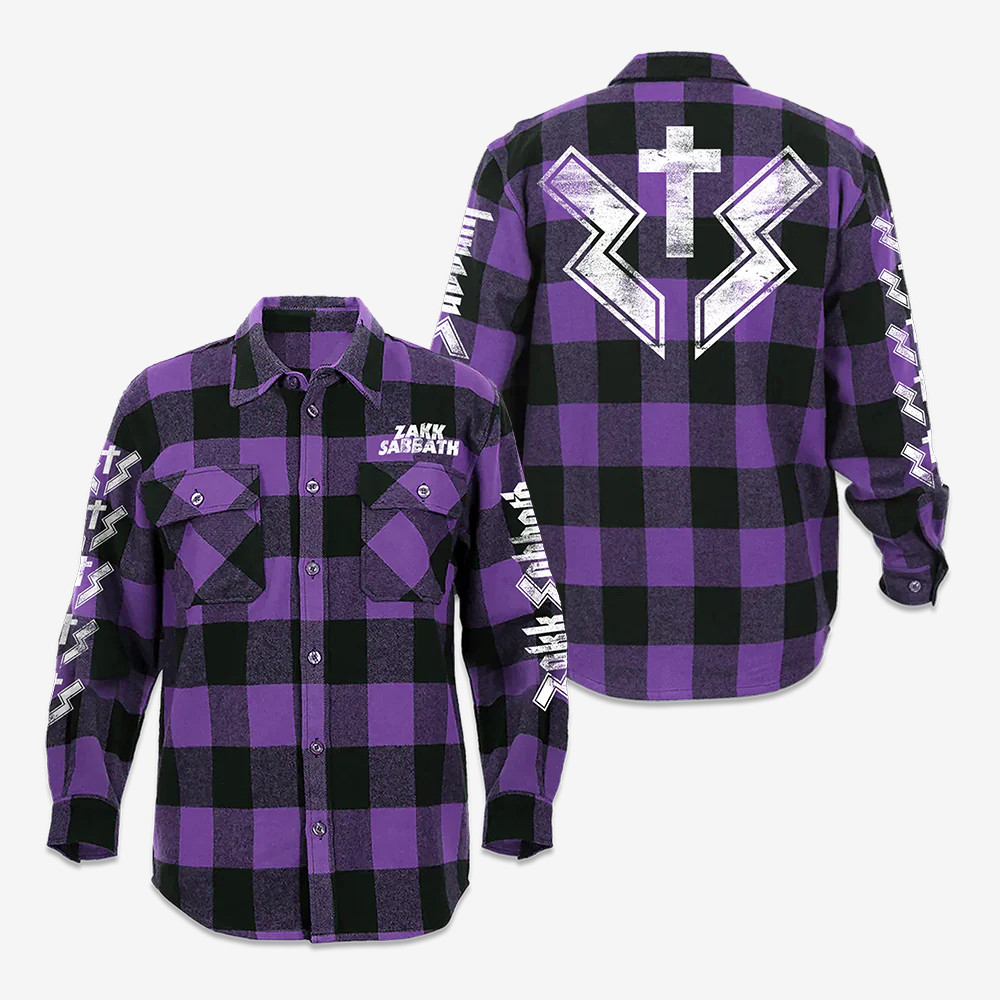 Zakk Sabbath PurpleBlack Flannel Button Up Long Sleeve Shirt Music Concert Clothing Fan Gifts