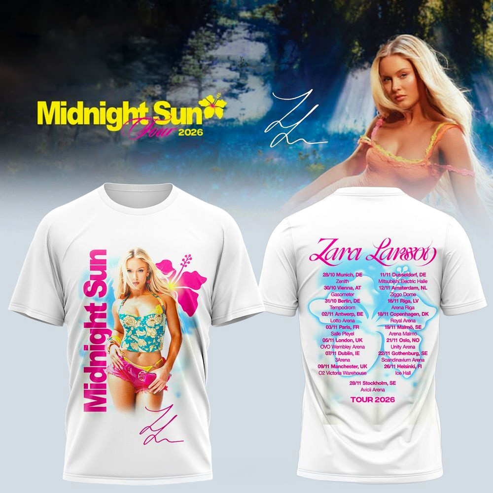 Zara Larsson Midnight Sun Tour 2026 T-Shirt Zara Larsson Merch Gift Ideas For Music Lovers