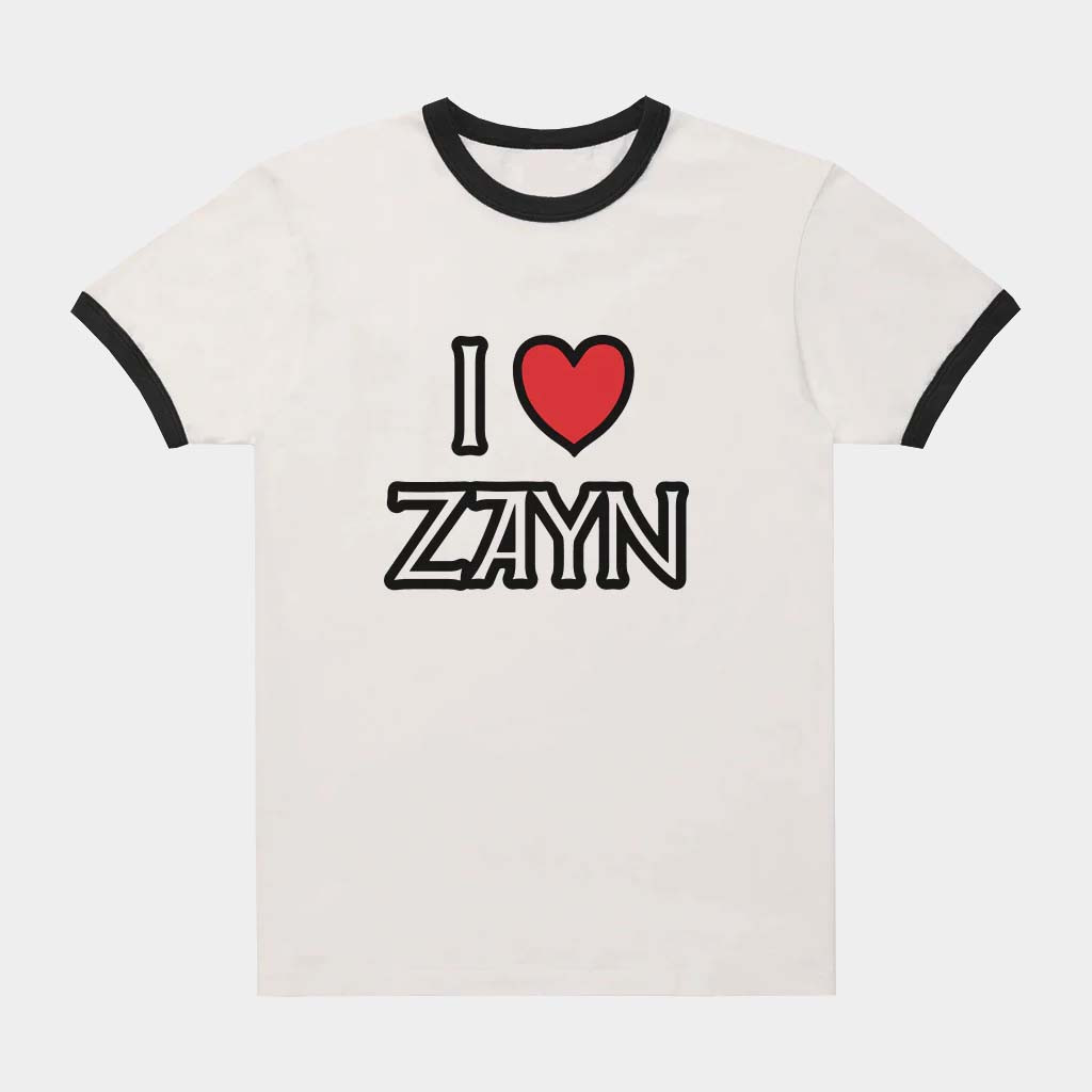 Zayn Malik Merch I love Zayn Ringer T-Shirt Unique Gifts For Music Lovers