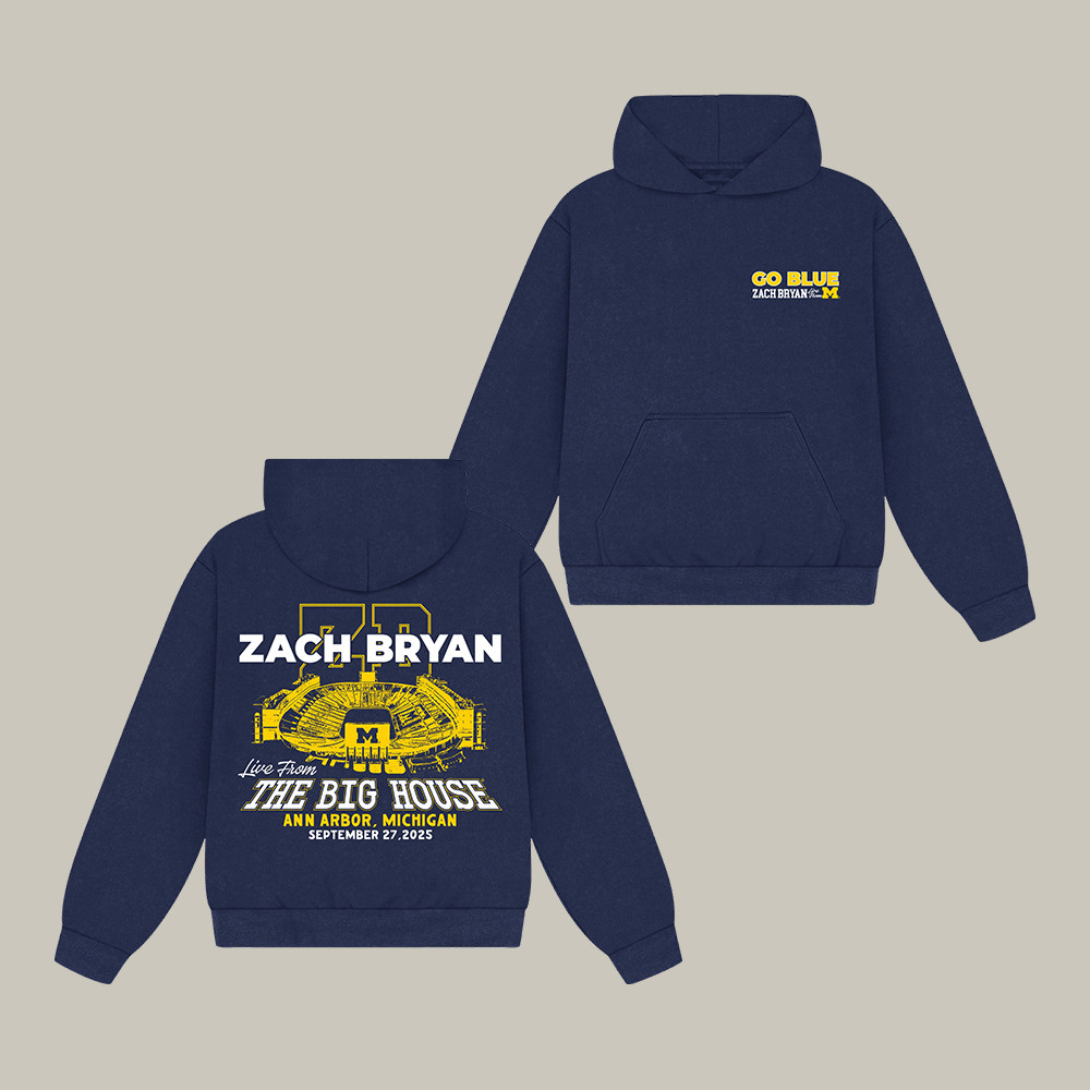 ZB Go Blue The Big House Hoodie Zach Bryan Hooded Sweatshirt Music Fan Gift