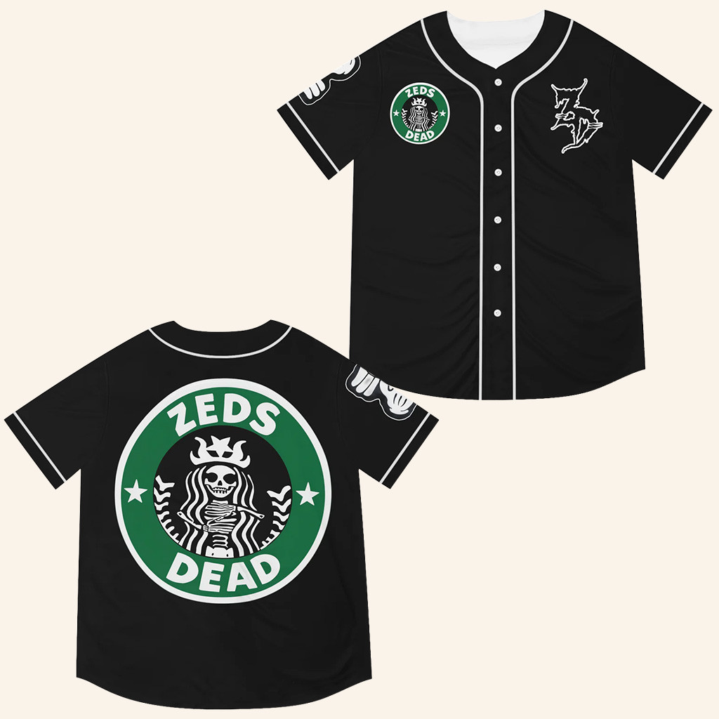 Zeds Dead Merch Zeds Dead Deadbeats Starbucks Rave Baseball Jersey EDM Festivals Apparel