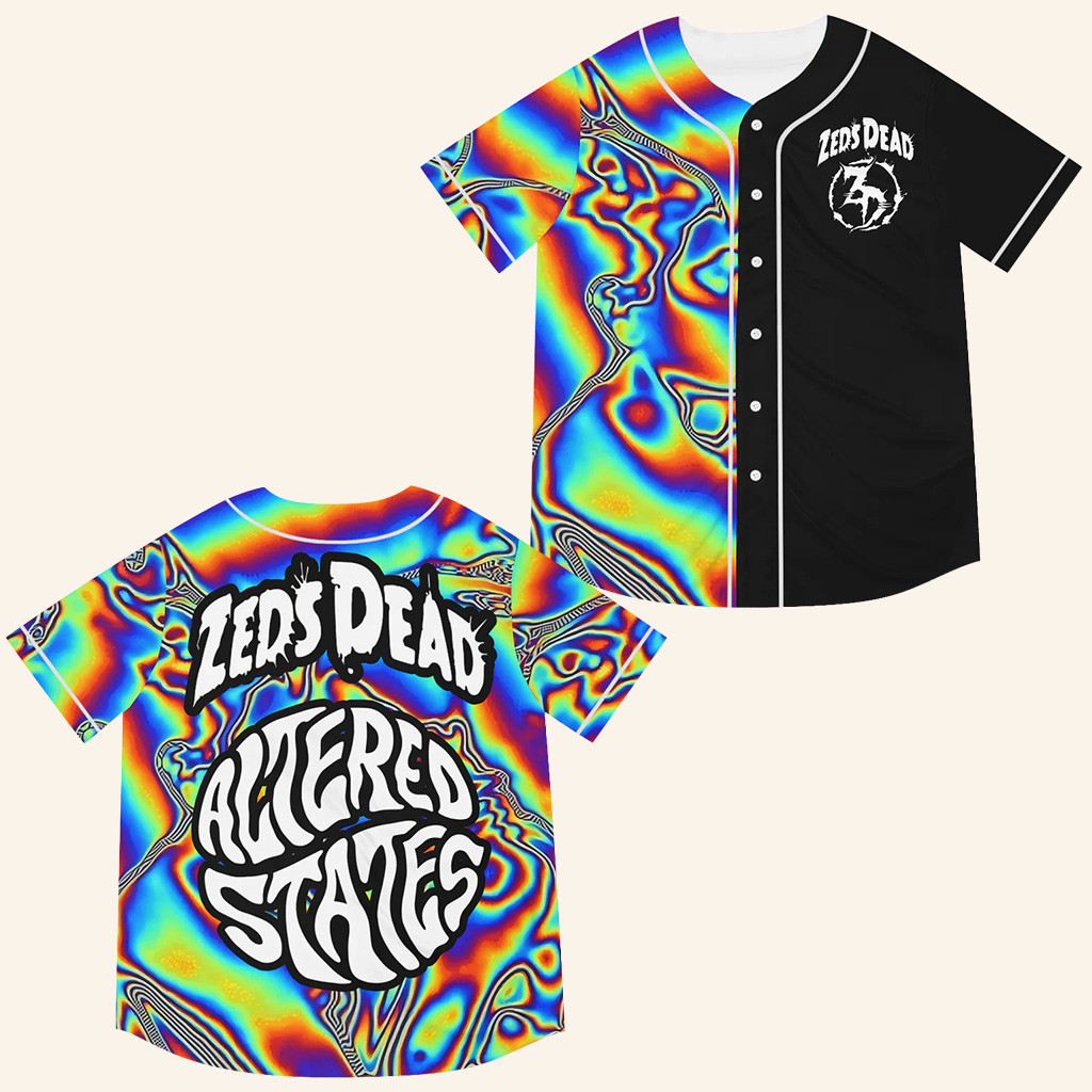 Zeds Dead Merch Zeds Dead Psychedelic Baseball Jersey Birthday Gifts For Music Lovers