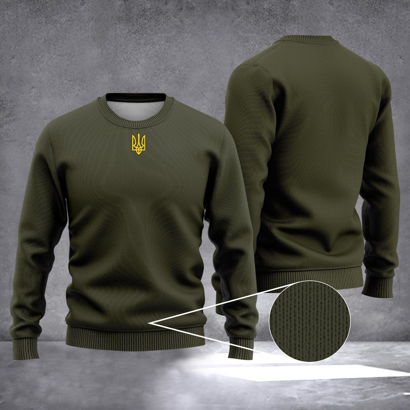 Zelensky Green Sweater Ukrainian Trident Symbol Ukraine Sweater Gifts For Dad Zelensky Green Sweater Ukrainian Trident Symbol Ukraine Sweater Gifts For Dad