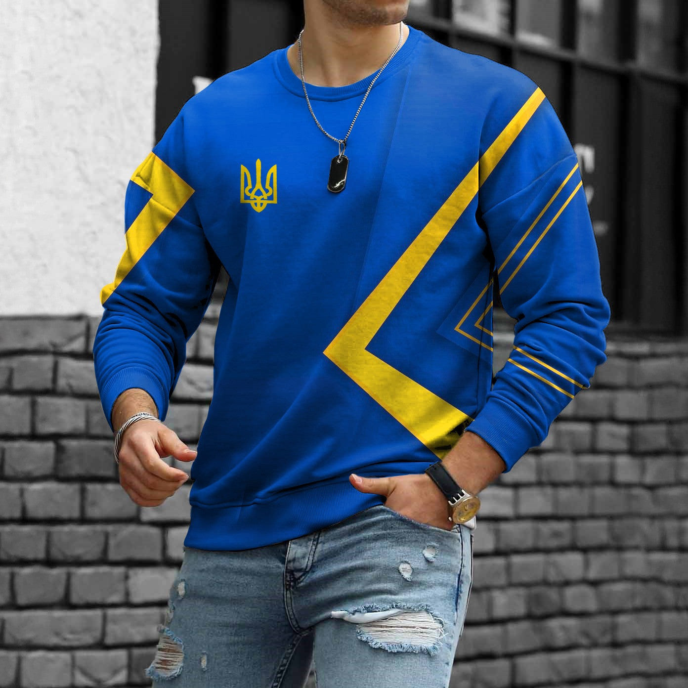 Zelensky Sweatshirt Ukrainian Trident Symbol Patriotic Apparel Gifts For Him Retro Gift for Him