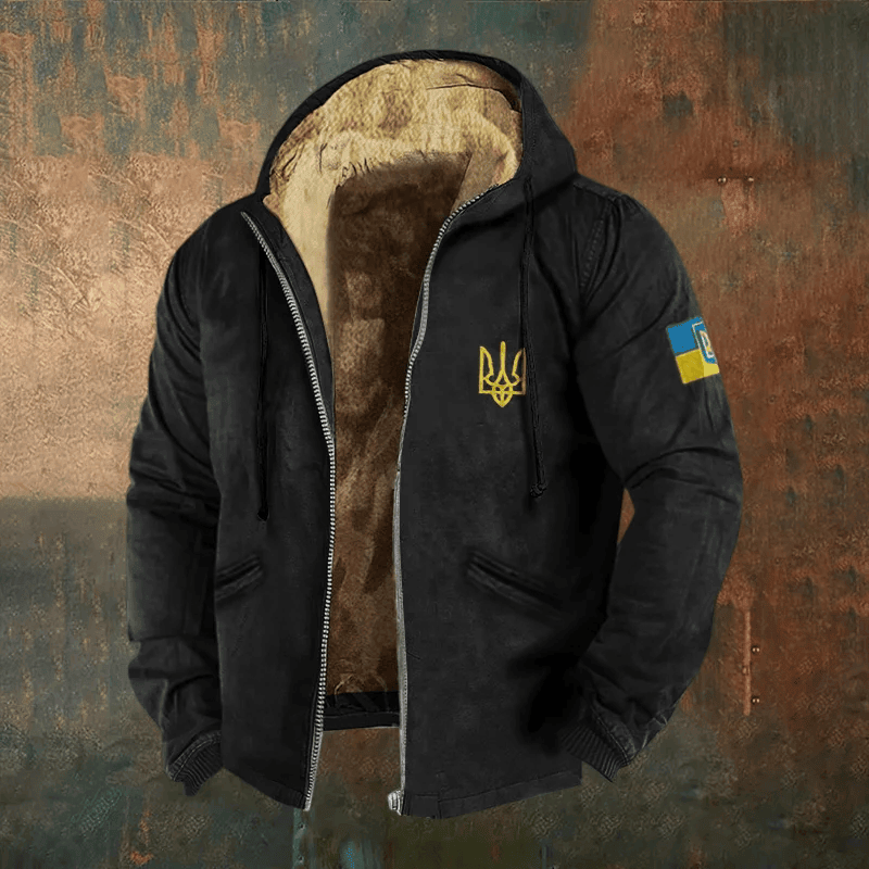 Zelensky Zipper Hoodie Ukrainian Trident Symbol Zelensky Hoodie Gift Idea for Boyfriend