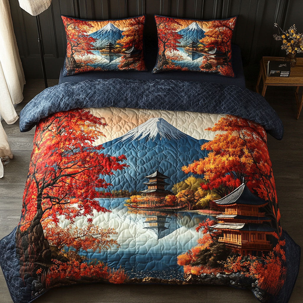 Zen Mountain Peace Quilted Bedding Set Japanese Bedroom Decor Ideas For Christmas Family Gifts