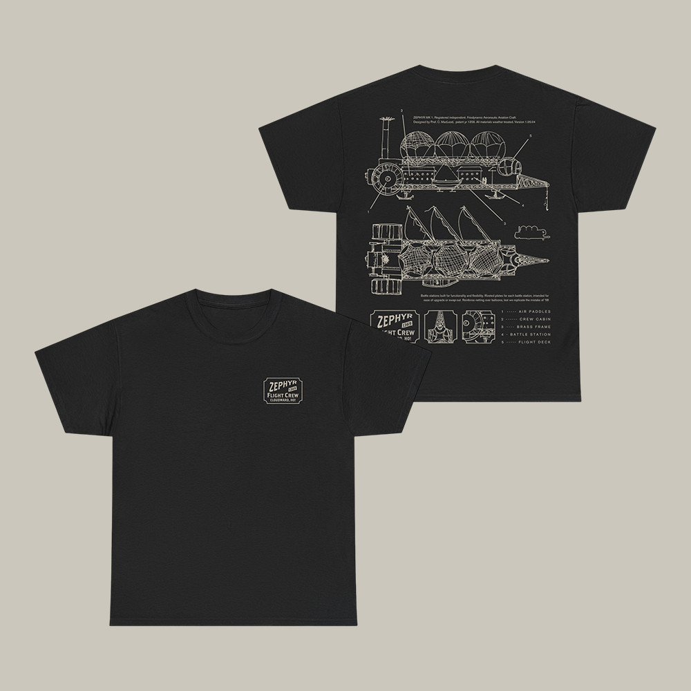 Zephyr Airship Diagram Dimension 20 T-Shirt Dropout Merch Present For Friends