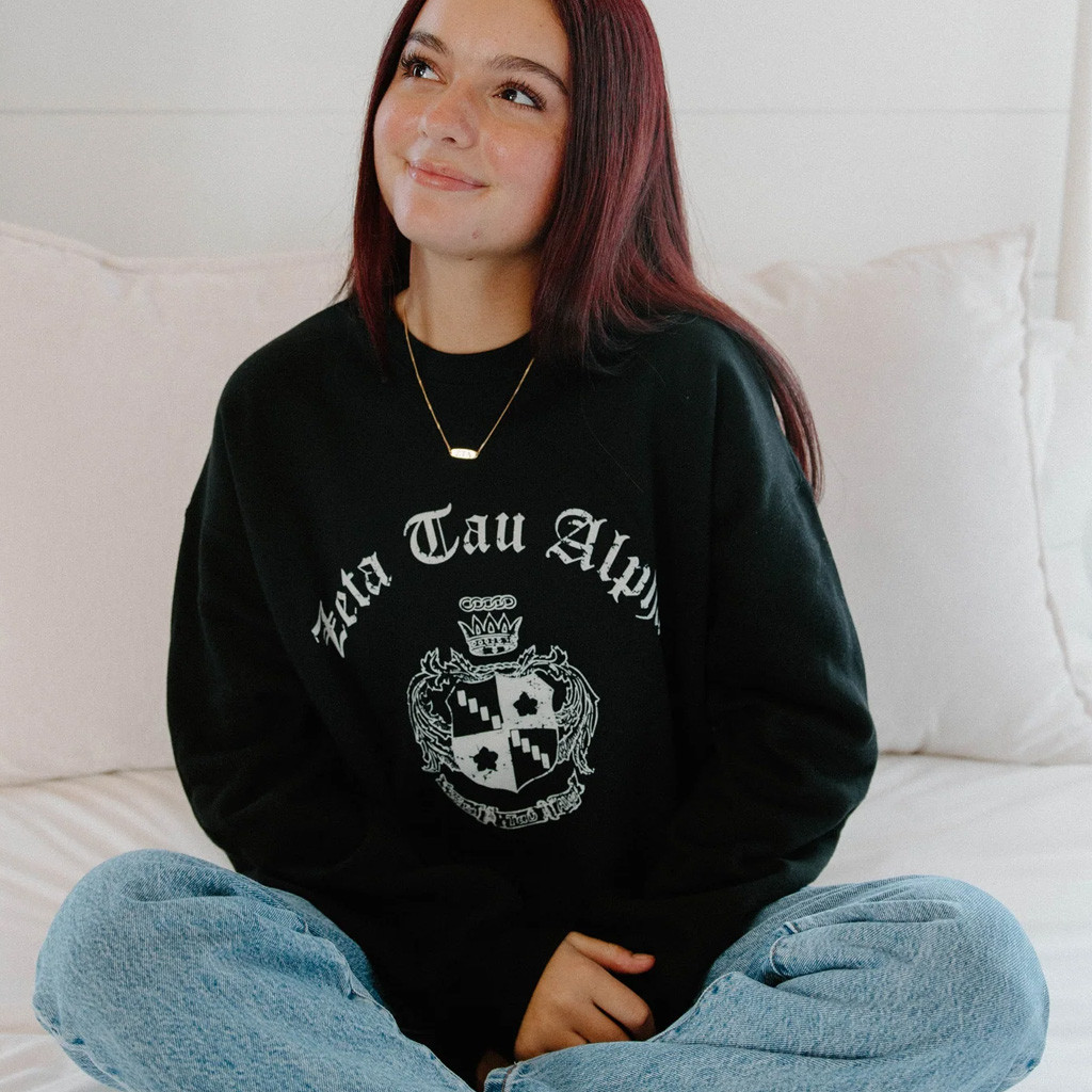 Zeta Tau Alpha Merch Zeta Tau Alpha Crest Sweatshirt Present For Girlfriend