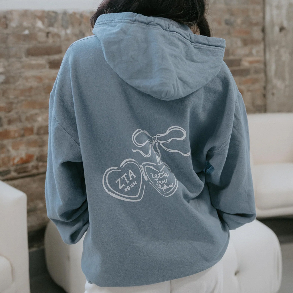 Zeta Tau Alpha Merch ZTA Heart Locket Hoodie Great Gifts For Besties
