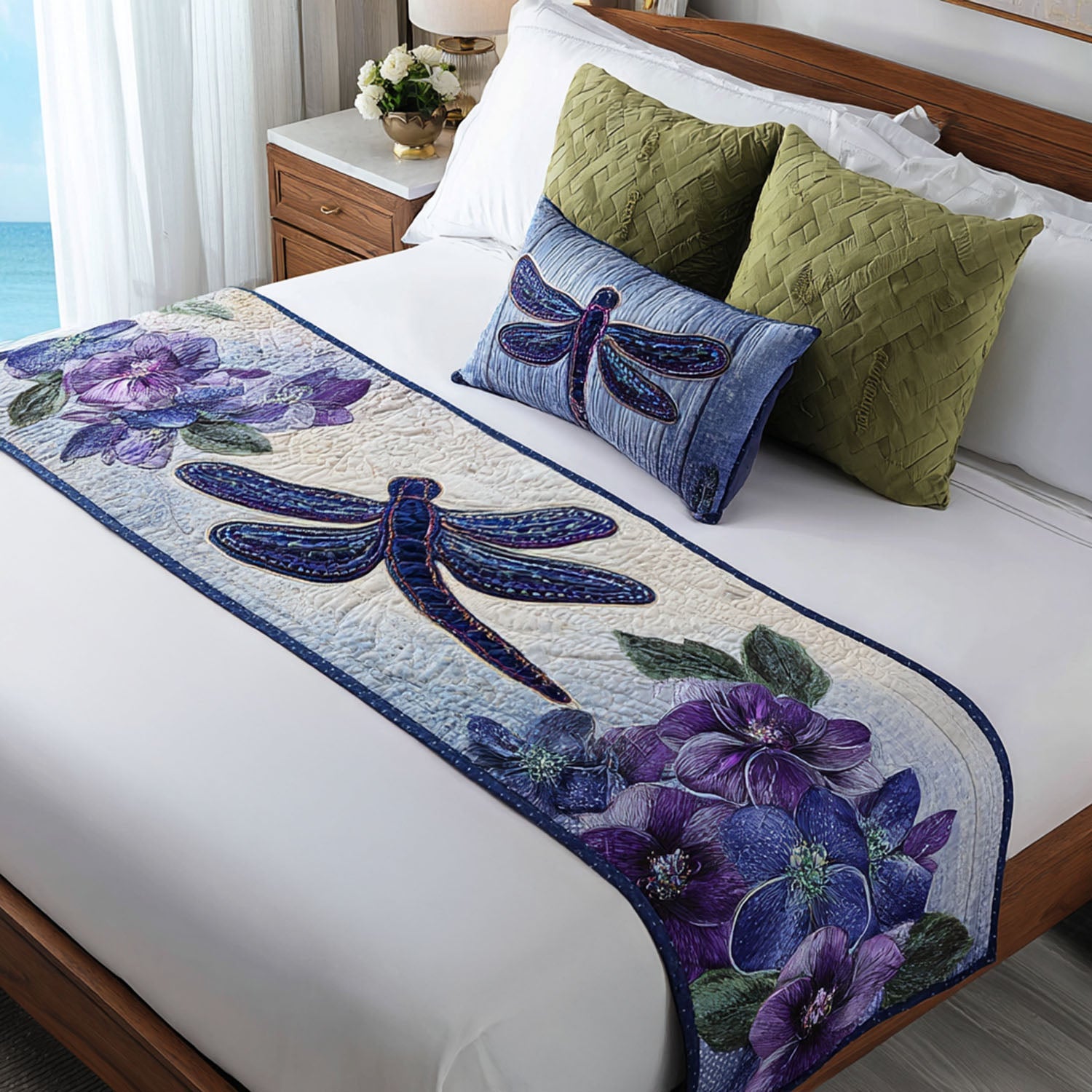 Zippy Wings Quilted Bed Runner Bed Decorations Dragonfly Gift Items