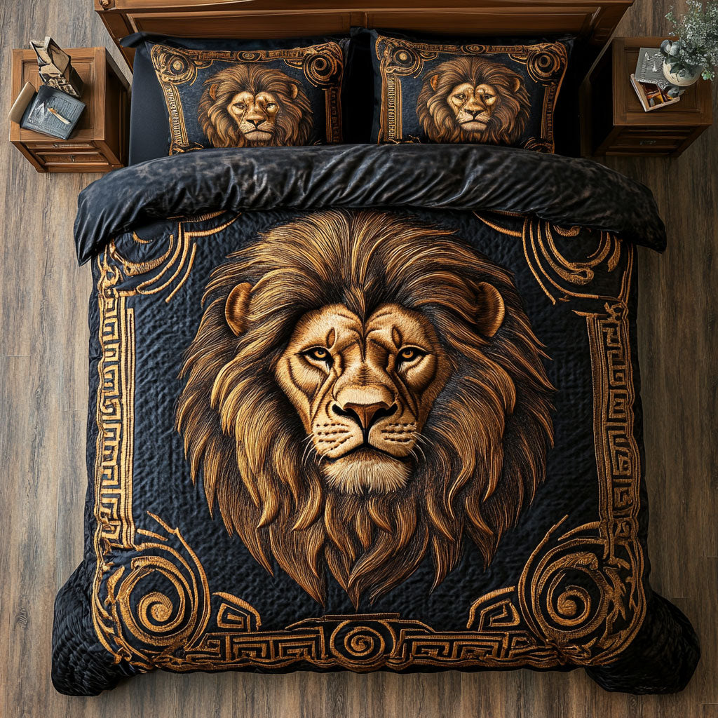 Zodiac Lion Quilted Bedding Set Duvet Cover Bedspread Best Christmas Gifts For Friends