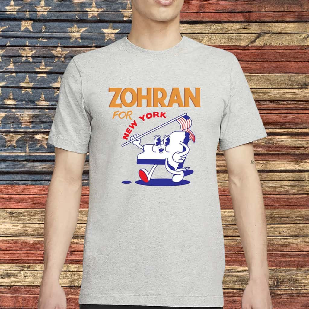 Zohran For New York T-Shirt Cartoon USA Map And Flag Patriotic Political Tee Gifts