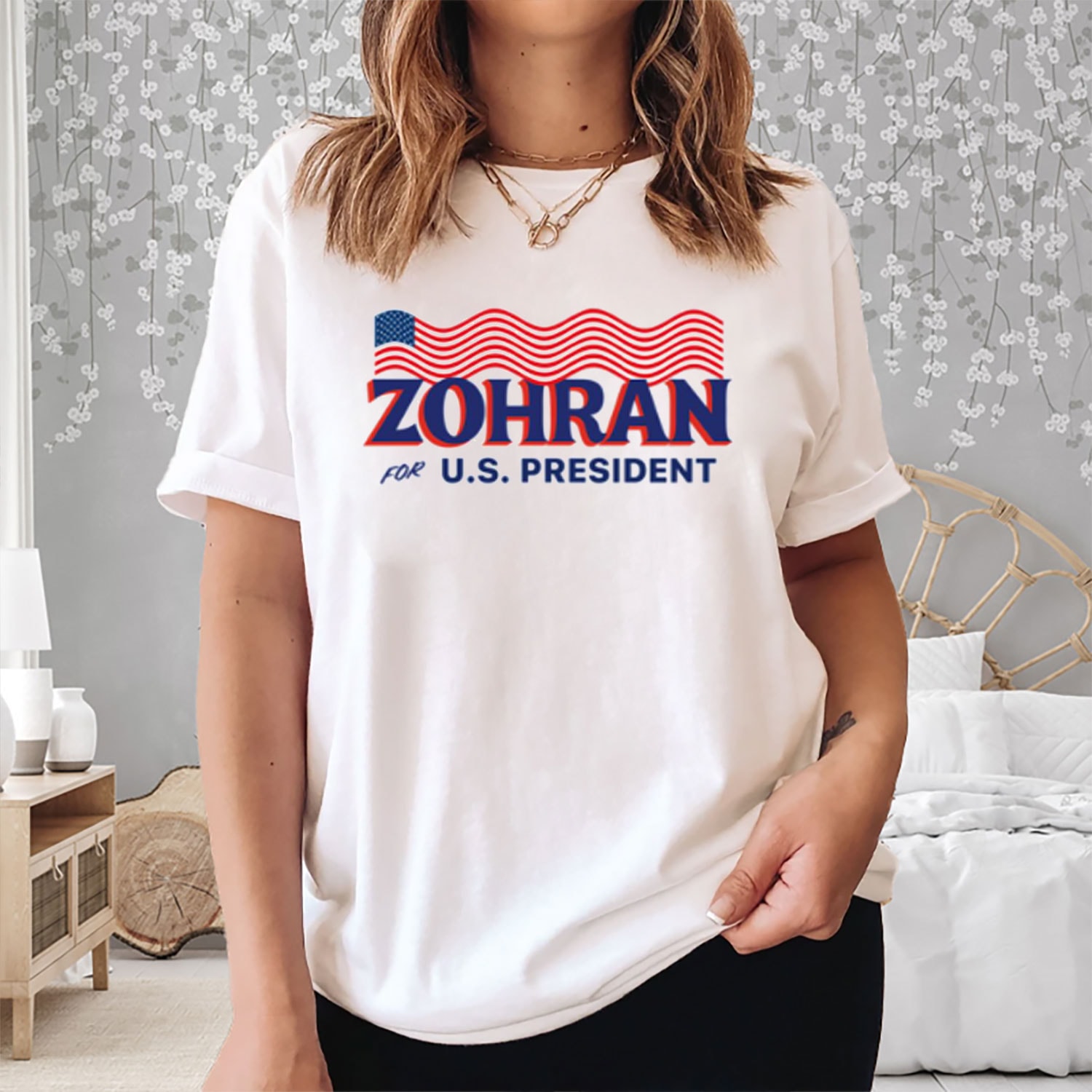 Zohran For U.S. President T-Shirt Wavy Flag Tri-Blend Campaign Tee Political Presents