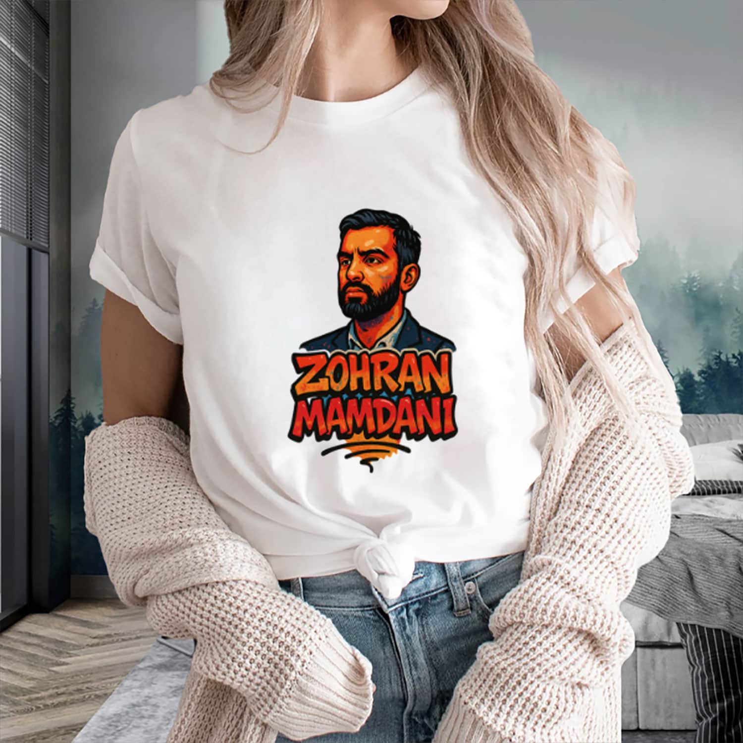 Zohran Mamdani Grunge Portrait T-Shirt Campaign Tee Political Supporter Gift For Fans