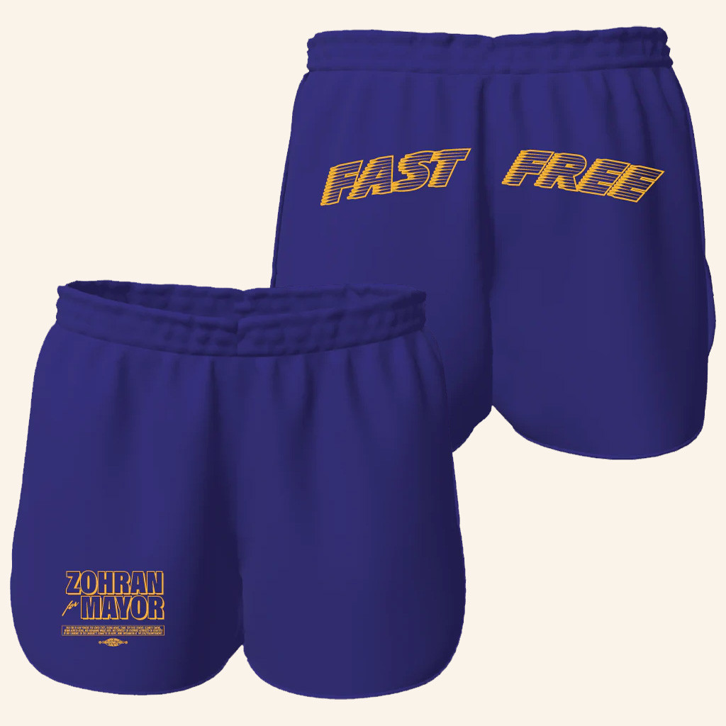 Zohran Mamdani Merch Fast And Free Royal Blue Shorts Christmas Gifts For Sister Zohran Mamdani Merch Fast And Free Royal Blue Shorts Christmas Gifts For Sister