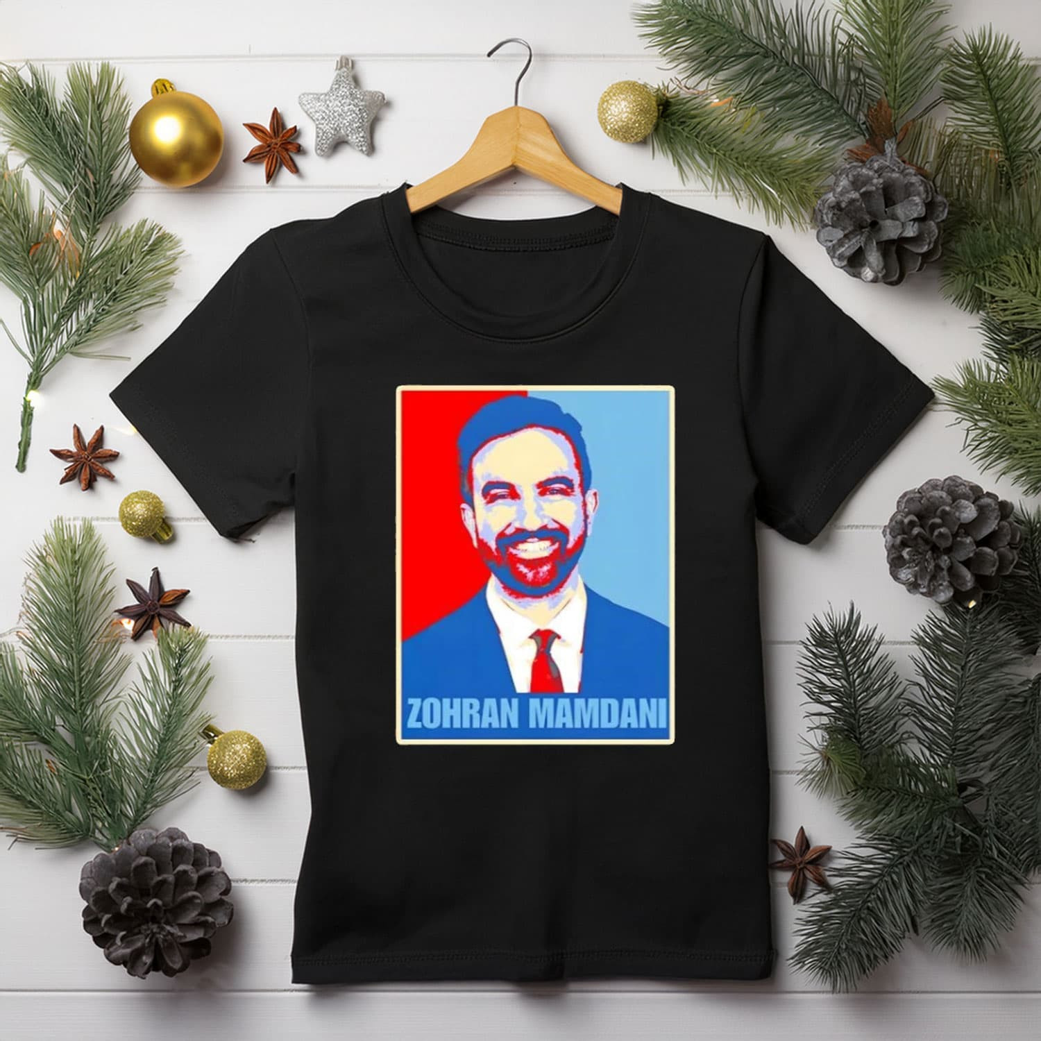 Zohran Mamdani Portrait Art T-Shirt America Mayor Of Democrats Campaign Themed Gifts