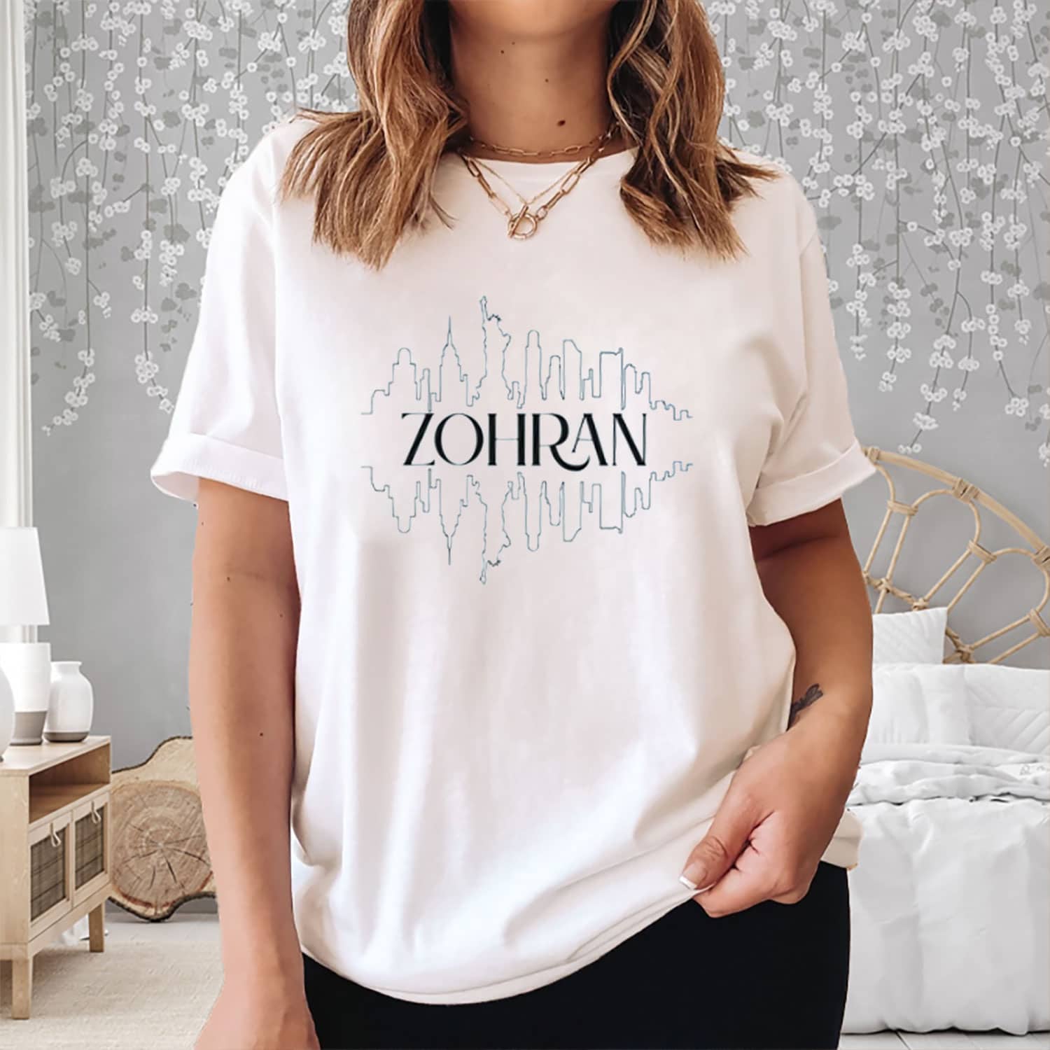 Zohran Mamdani T-Shirt Minimalist NYC Skyline Political Tee Presents For Her