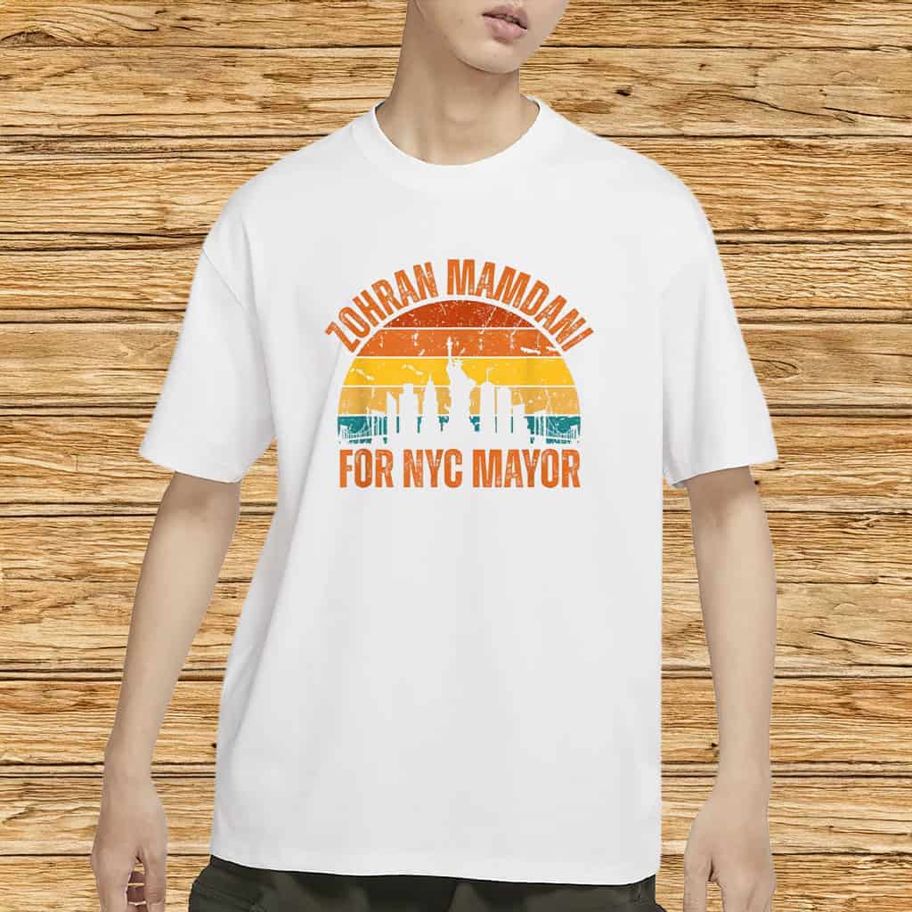 Zohran Mamdani T-Shirt NYC Mayor Sunset Skyline Tee Progressive DSA Election Gifts