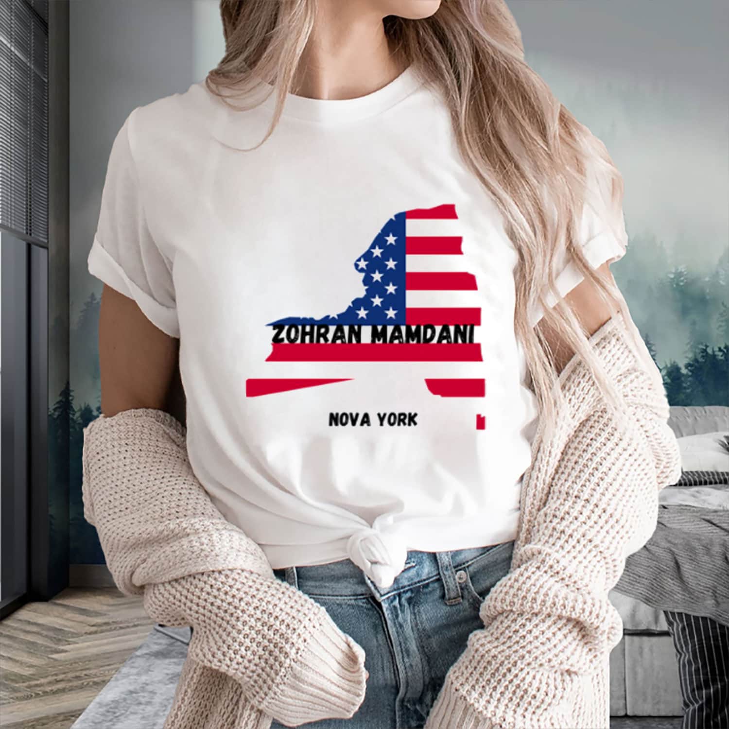 Zohran Mamdani T-Shirt USA Flag New York Map Tee Political Campaign Presents