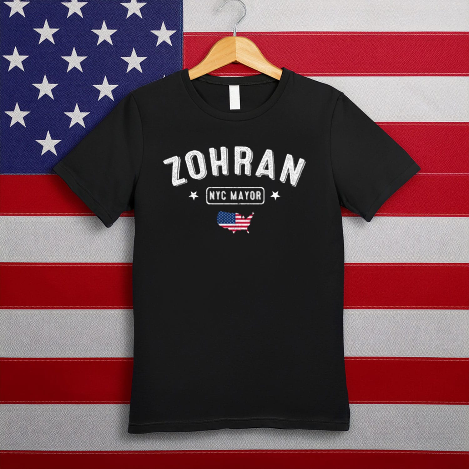 Zohran NYC Mayor T-Shirt Zohran US Flag And Map Merch Political Presents For Fans
