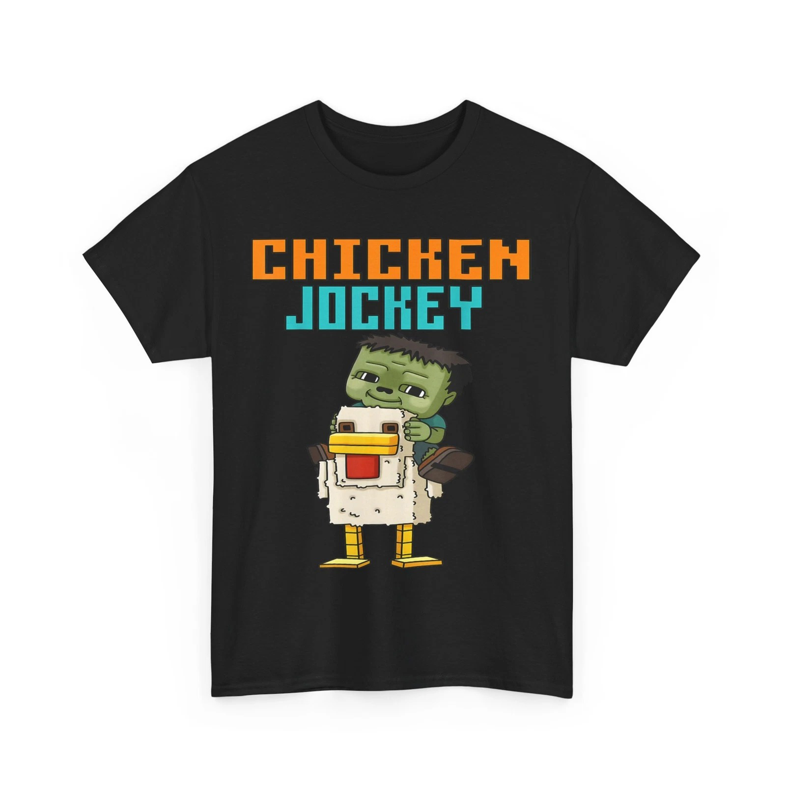 Zombie Chicken T-Shirt Zombie Jockey Pixel Funny Gamer Graphic T-Shirt Men Women