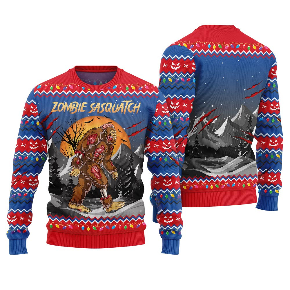 Zombie Sasquatch Funny Ugly Halloween Sweater Royal Cute Christmas Sweatshirt for Holiday Spirit