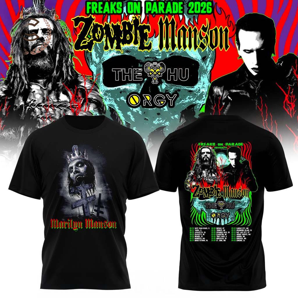 Zombie x Manson Freaks On Parade 2026 Tour T-Shirt Fan Merch Gifts For Music Lovers Zombie x Manson Freaks On Parade 2026 Tour T-Shirt Fan Merch Gifts For Music Lovers
