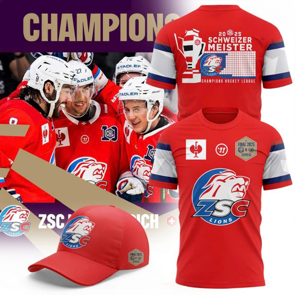 ZSC Lions Schweizer Meister 2025 CHL Champions T-Shirt Fans Gift Ideas