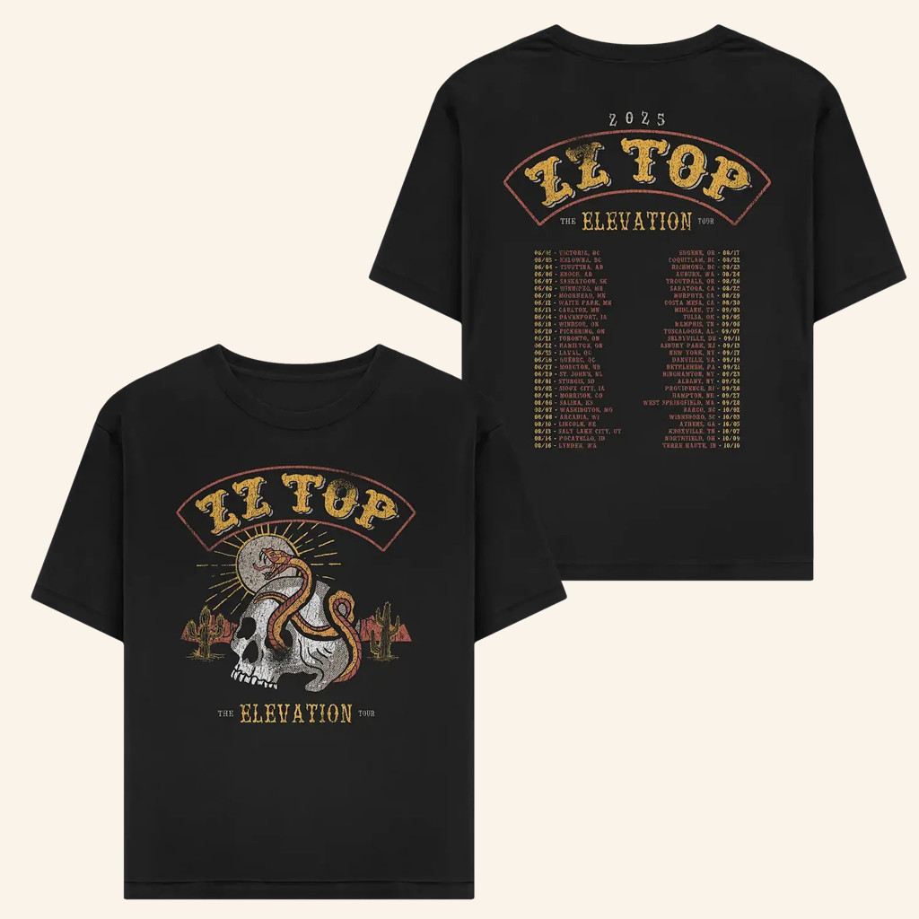 ZZ Top Merch Elevation Tour 2025 Dateback T-Shirt Gift Ideas For Rock Fans